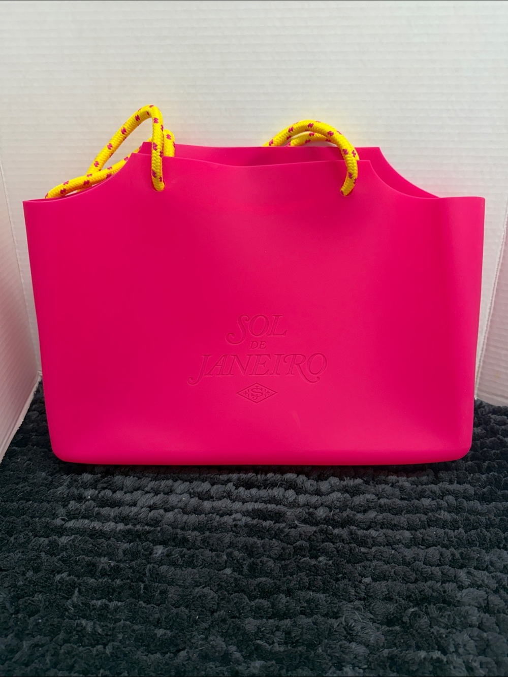 Sol de Janeiro Bright Pink Tote with Yellow Rope Handles
